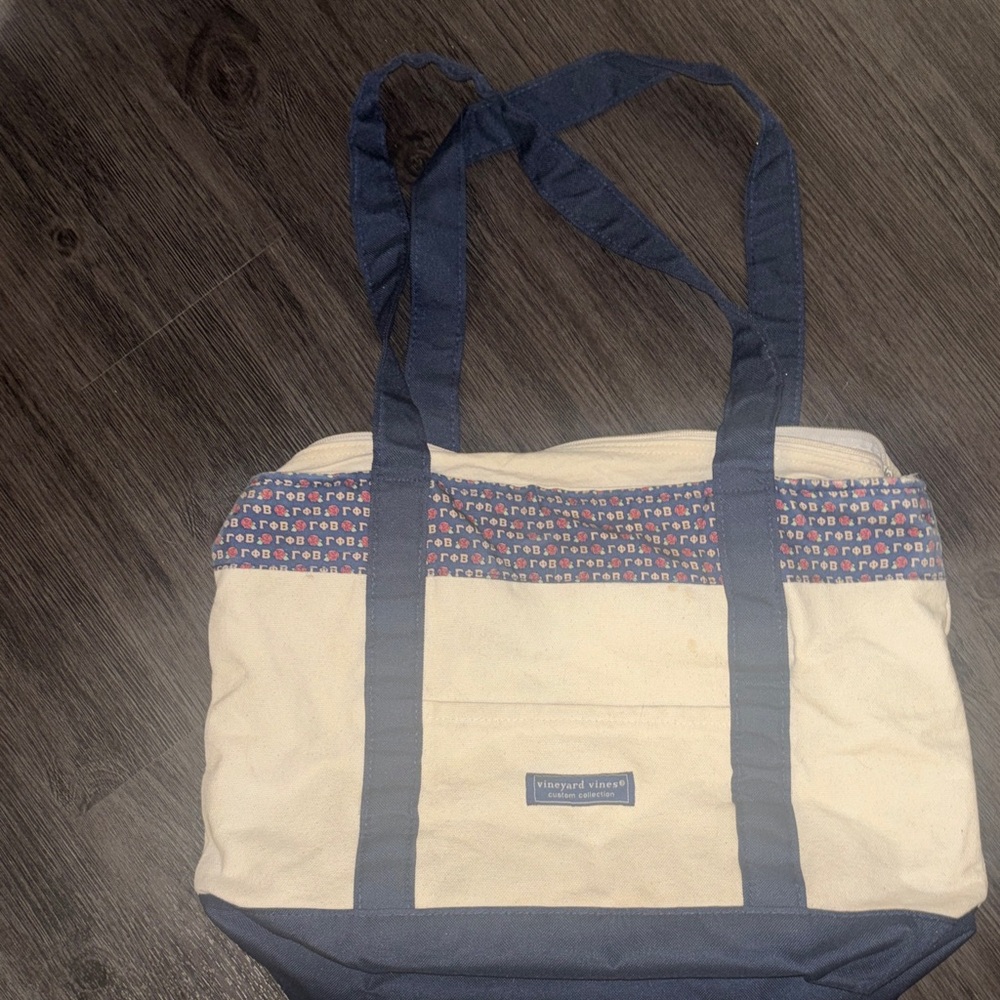 Gamma Phi Beta Vineyard Vines Navy and Cream Tote Bag
